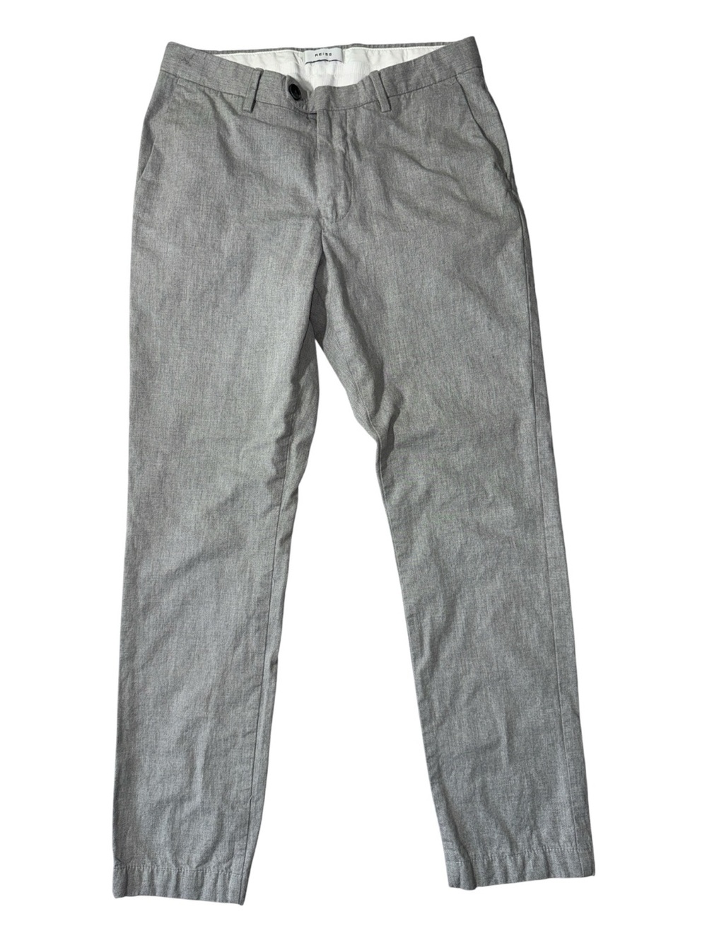 Reiss mens 30x29 slim fit light grey cotton flat front chino pants EUC